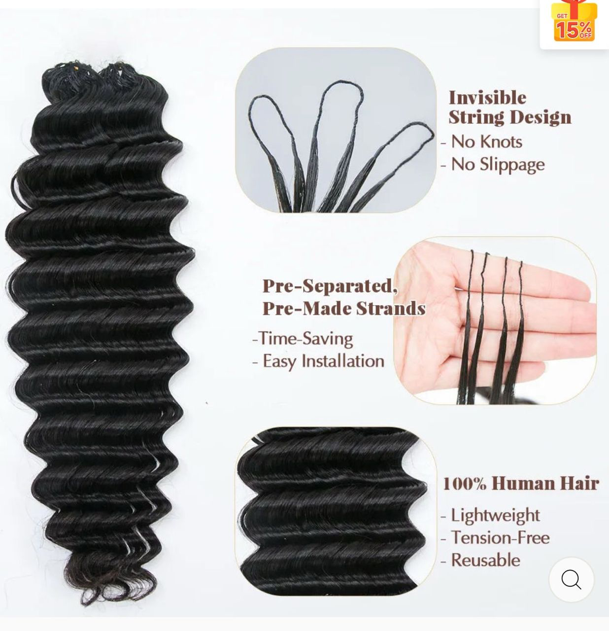 Feather Crochet Hair extensions w/Invisible String