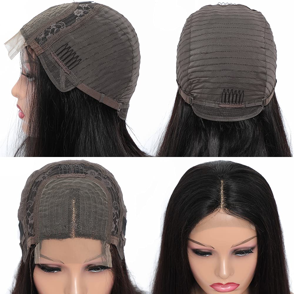 4x1 T Part Nature Black Water Wave Bob Human Hair Wigs