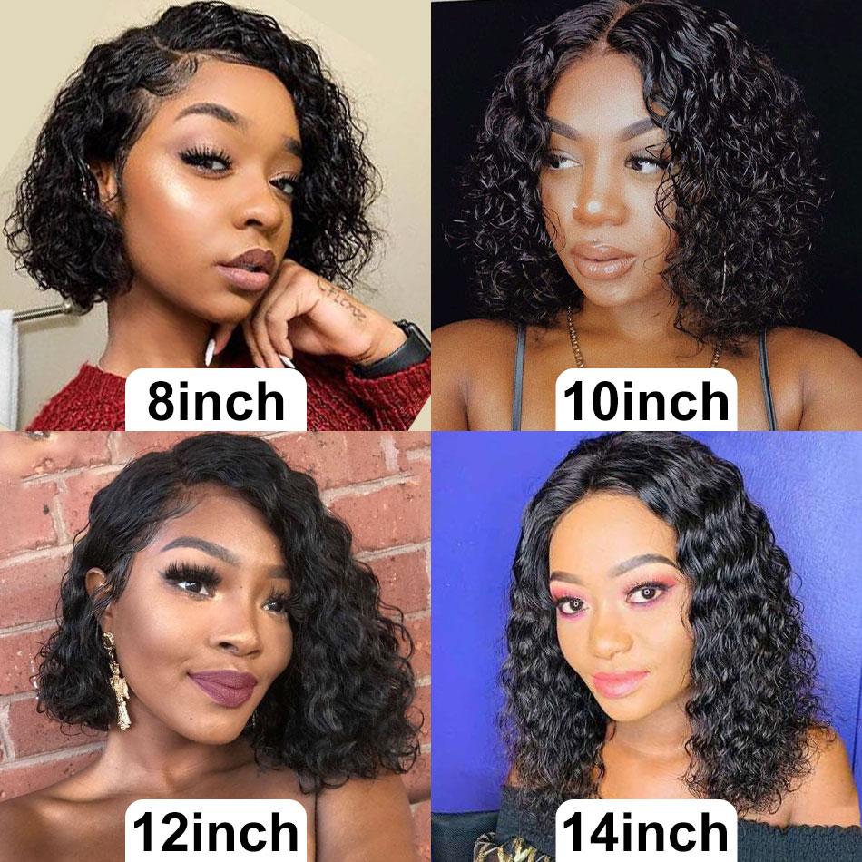 4x1 T Part Nature Black Water Wave Bob Human Hair Wigs